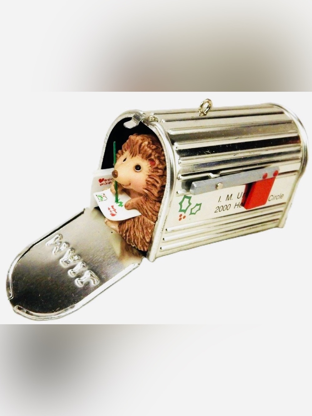 2000 Friendly Greeding Hedgehog Holiday Hallmark Ornament in Brown and Silver